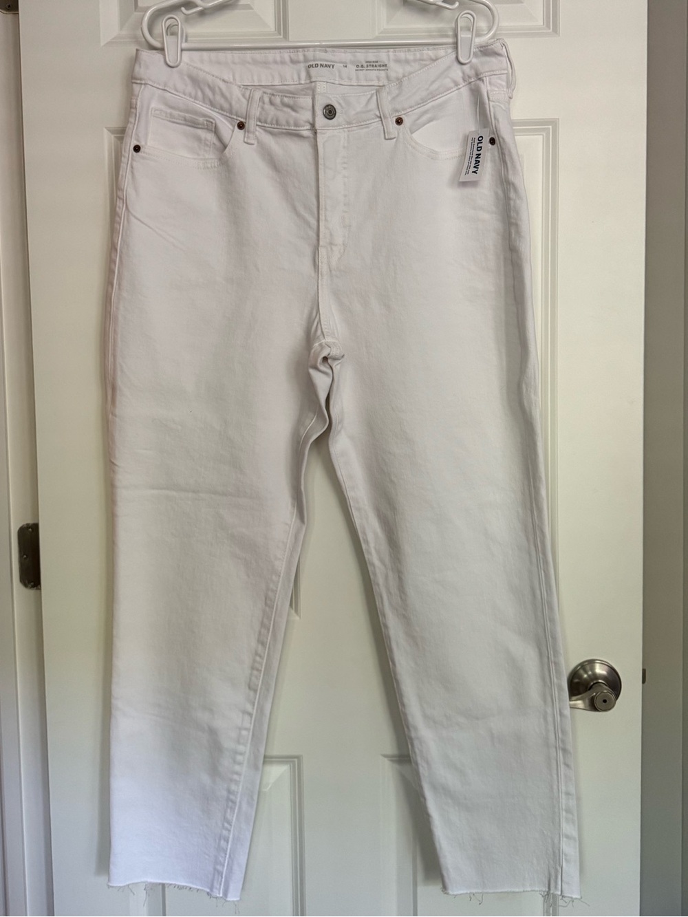 NWT Size 14 - High rise, Straight leg, White denim